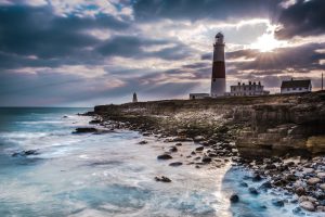 Portland Lighthouse, sunset on jurassic coast